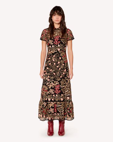 REDValentino Floral vines macramé embroidered dress