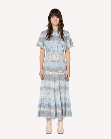 REDValentino Silk dress with Dreaming Peony print and ruffle detail