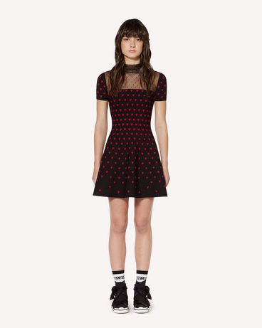 REDValentino Elasticated-viscose dress with Heart jacquard