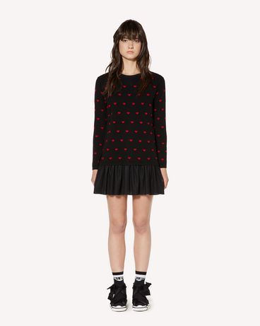 REDValentino Wool-knit dress with heart jacquard