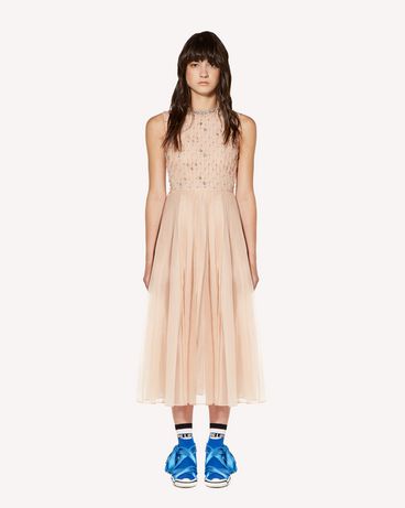 REDValentino Abito in organza di seta con ricamo strass
