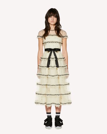 REDValentino Tulle point d'esprit dress with sequin embroidery.