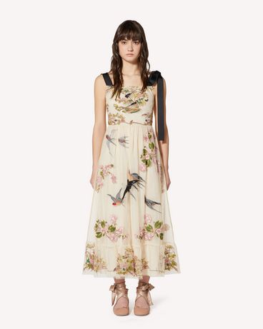 REDValentino Swallows and Flowers embroidered point d'esprit tulle dress