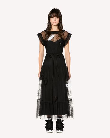 REDValentino Tulle point d'esprit dress with swan patch