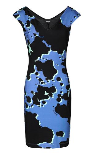 JUST CAVALLI Short dress Woman Dress with “Sprayed Cow” print f