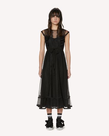 REDValentino Zagana 饰带细节细点网眼薄纱连衣裙