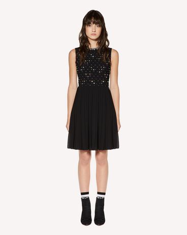 REDValentino ジョーゼット ドレス ラインストーンエンブロイダリー