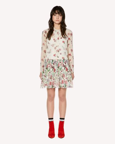 REDValentino Pleated muslin dress with Cherry Blossom print