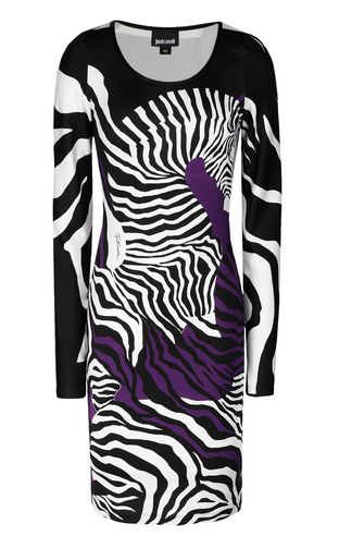 JUST CAVALLI Short dress Woman Dress with “Sprayed Cow” print f