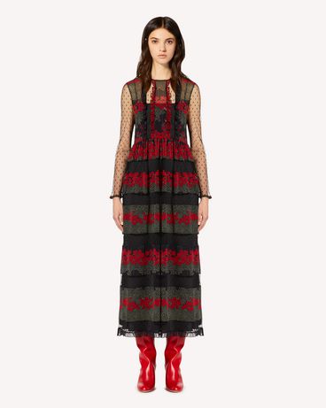 REDValentino Muslin dress with Dreaming Peony print and tulle point d'esprit