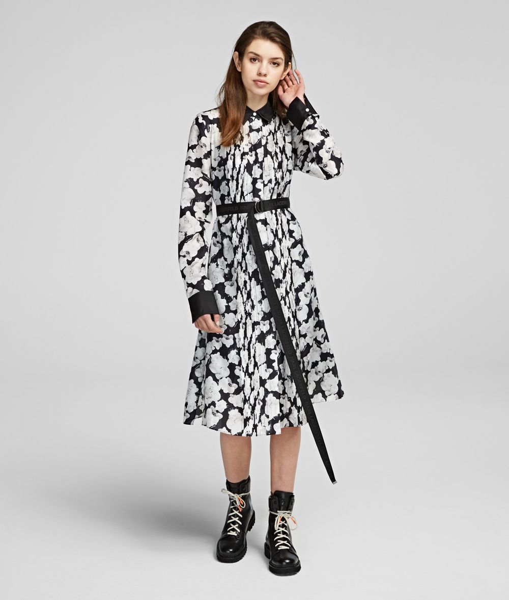 KARL LAGERFELD Orchid Print Silk Shirt Dress Dress Woman f