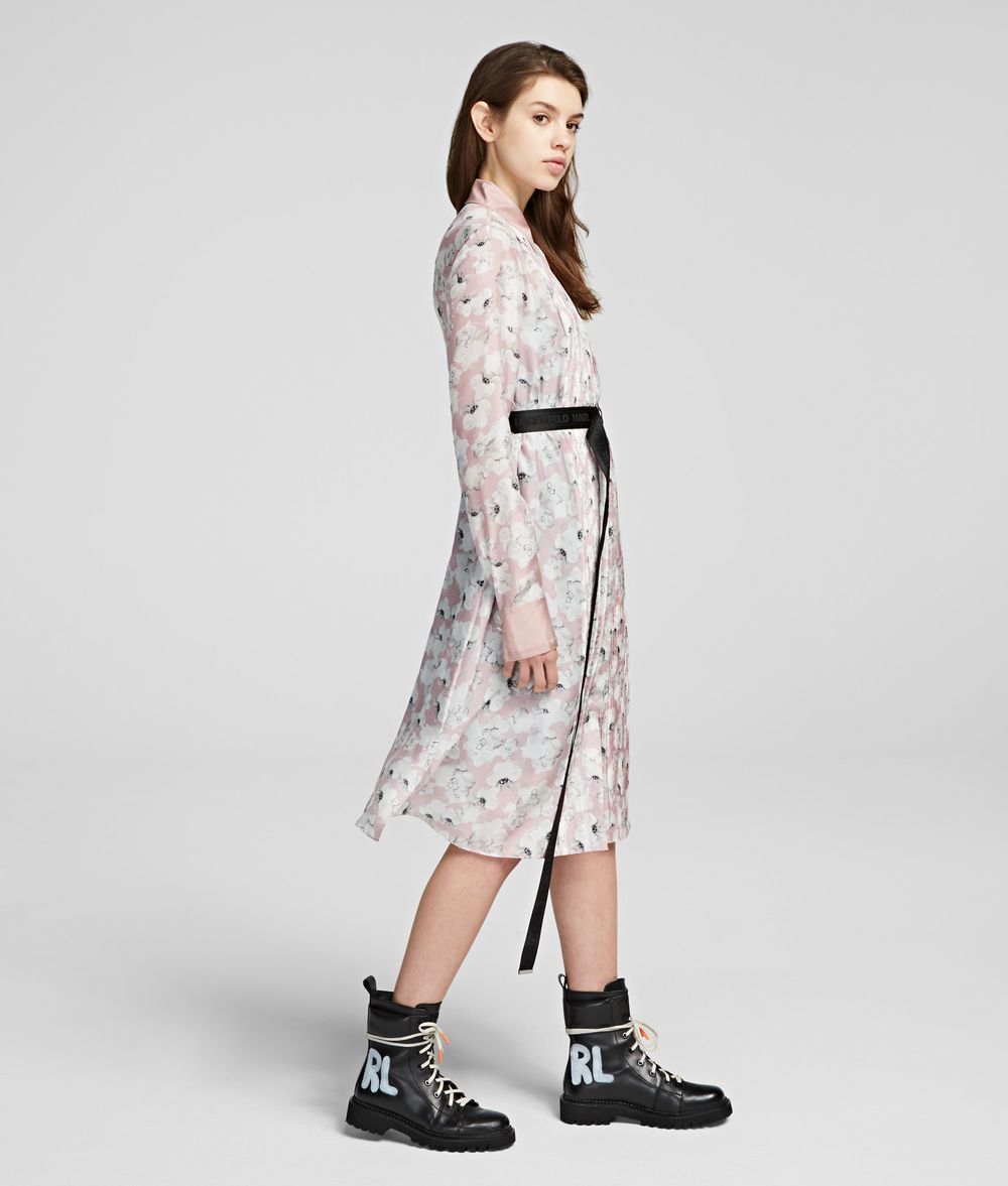 KARL LAGERFELD Orchid Print Silk Shirt Dress Dress Woman d