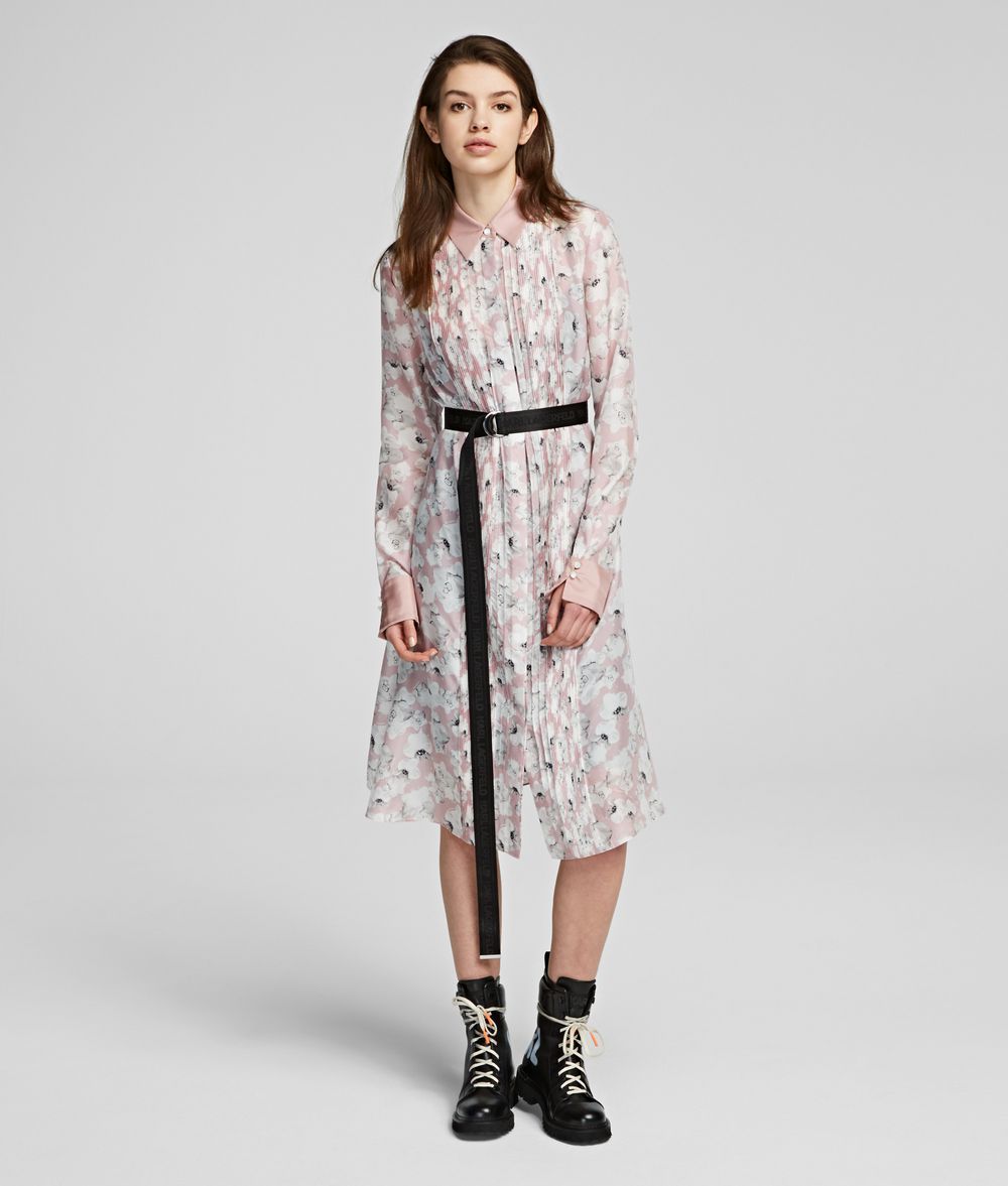 KARL LAGERFELD Orchid Print Silk Shirt Dress Dress Woman f