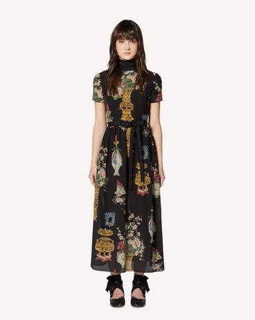 REDValentino 中国漆器印纹真丝连衣裙