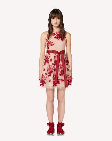 REDValentino Floral Tapestry 刺绣细点网眼薄纱连衣裙