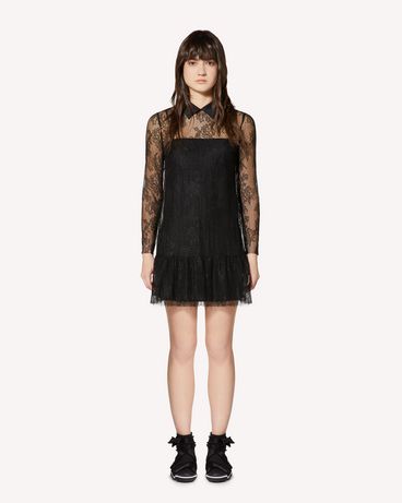 REDValentino 领部细节 Dentelle Fleurs 蕾丝连衣裙
