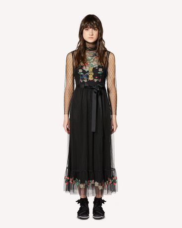 REDValentino Chinese Lacquer embroidered point d'esprit tulle dress
