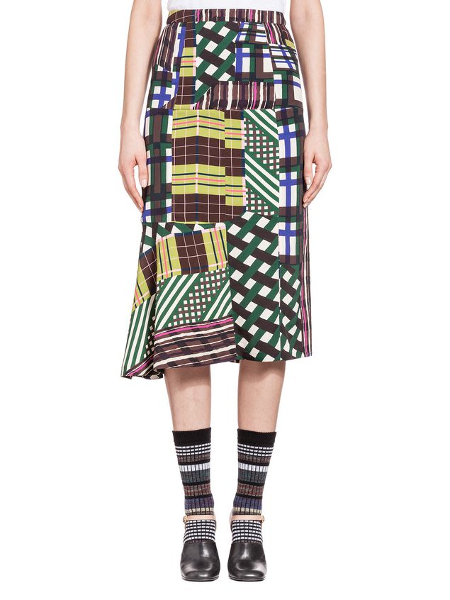 Skirt In Viscose Sablé Skyline Print ‎ from the Marni ‎Fall Winter 2018 ...