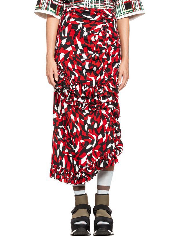 Skirt In Silk Crepe Shatter Print ‎ | Marni