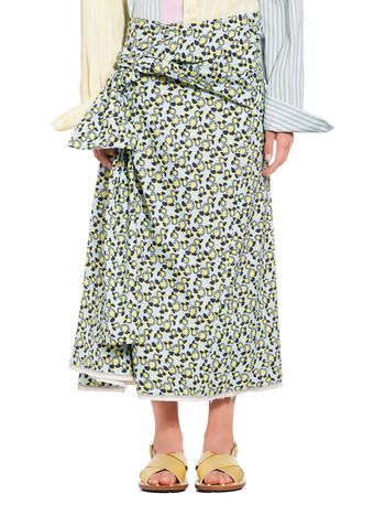 マルニ MARNI 花柄 フリル ドッキング ロング スカート 3843cmスカート丈