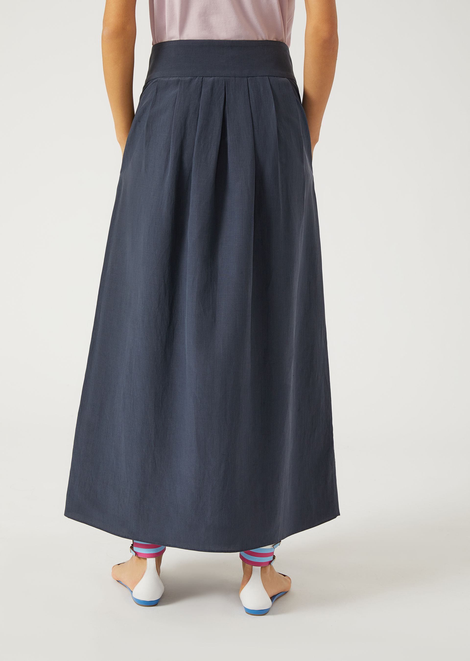 Slub Linen And Silk Blend Skirt for Women | Emporio Armani