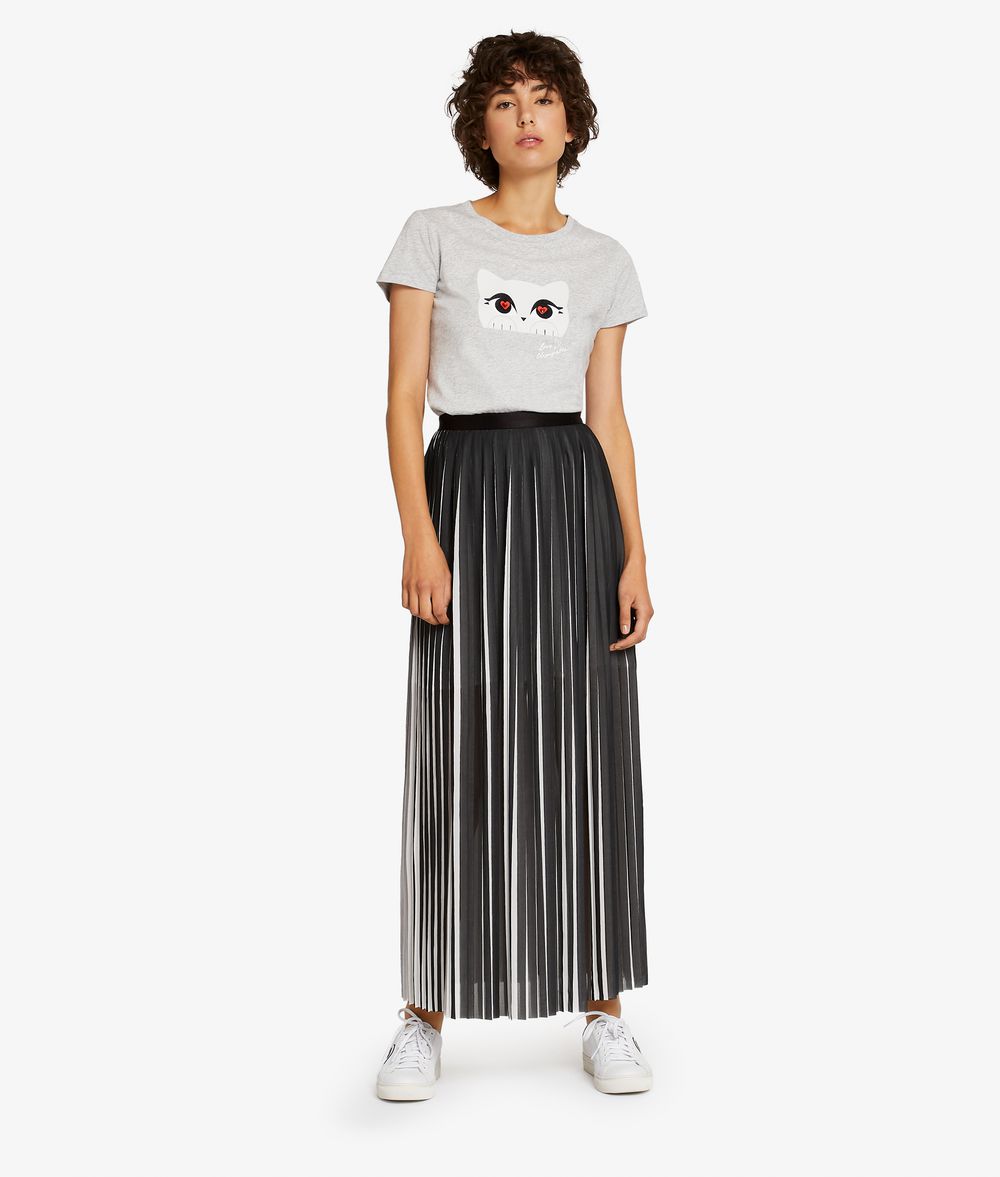 KARL LAGERFELD Plissierter Maxirock mit grafischem Muster Rock Damen f