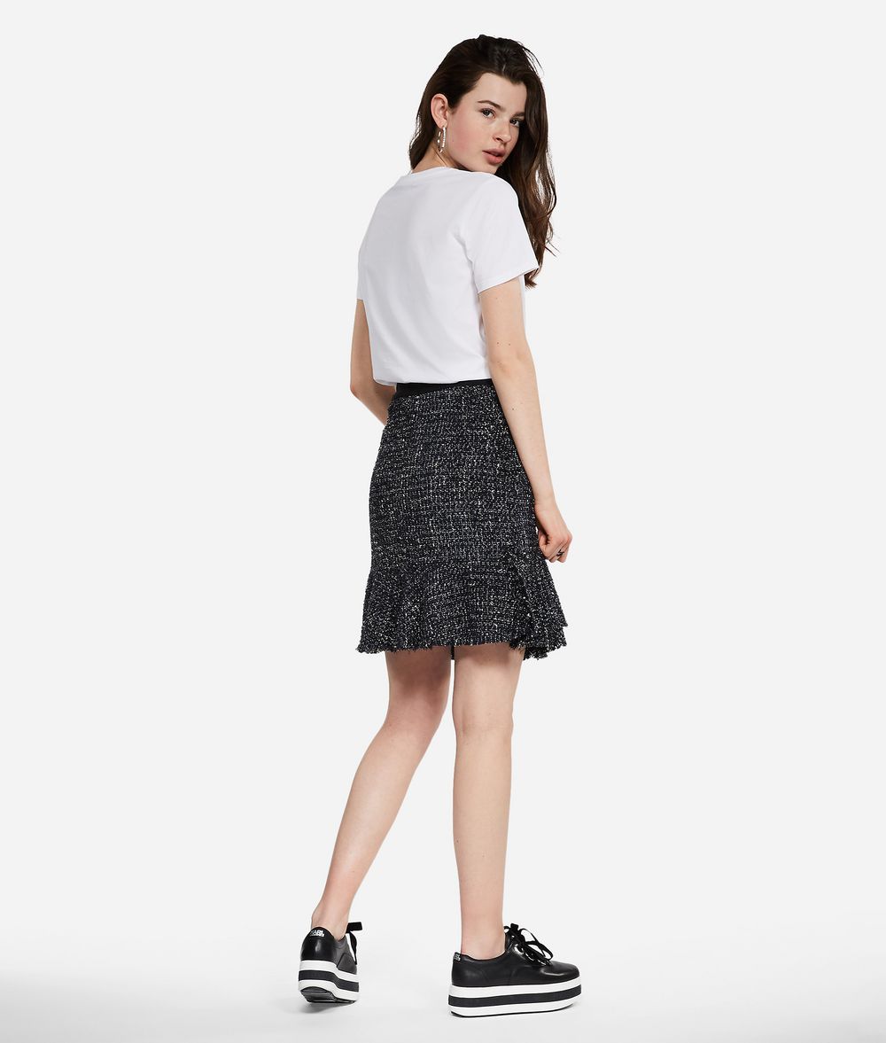 KARL LAGERFELD Rock aus Lurex-Bouclé mit Volants Rock Damen d