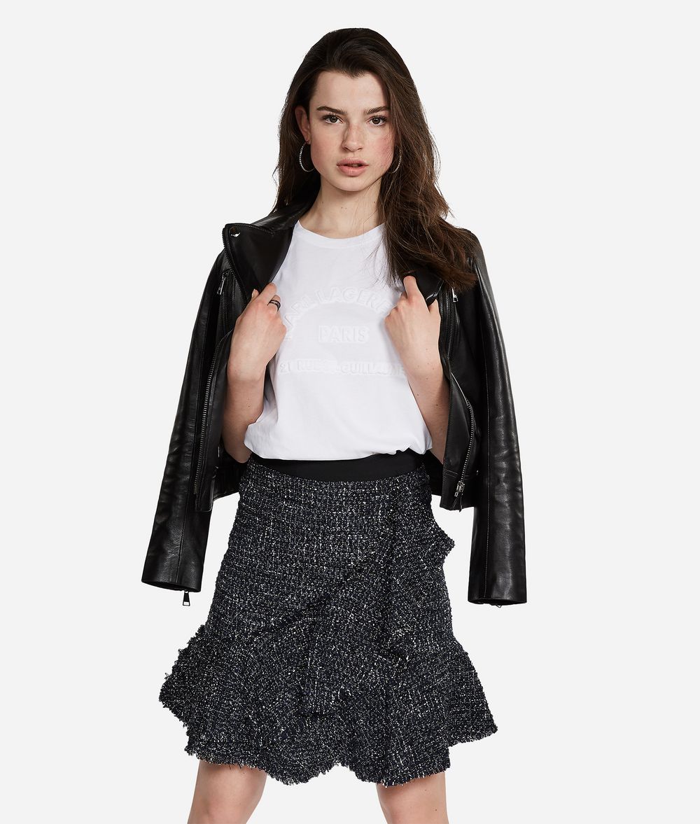KARL LAGERFELD Rock aus Lurex-Bouclé mit Volants Rock Damen f