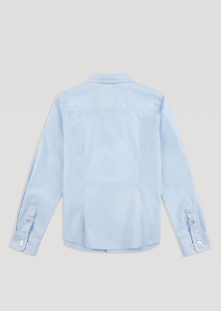 Camisa de popelina de algodón de hilo teñido con logotipo bordado Camisa de popelina de algodón de hilo teñido con logotipo bordado