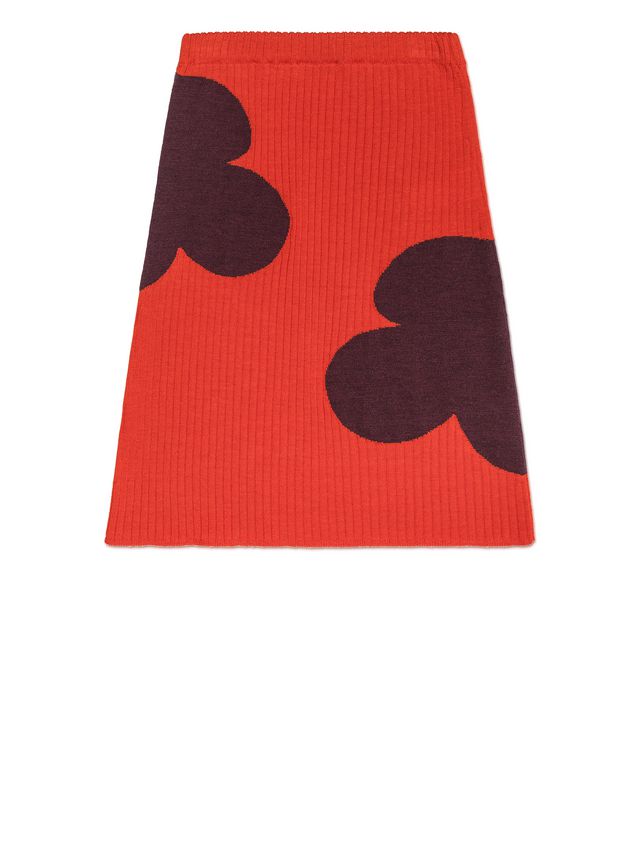 Skirt Marni RIBBED WOOL SKIRT WITH FLOWER DETAIL Woman