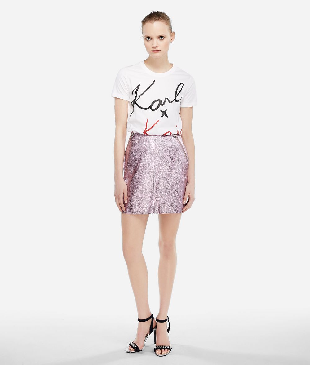 KARL LAGERFELD Karl x Kaia Rock aus Metallic-Leder Rock Damen f