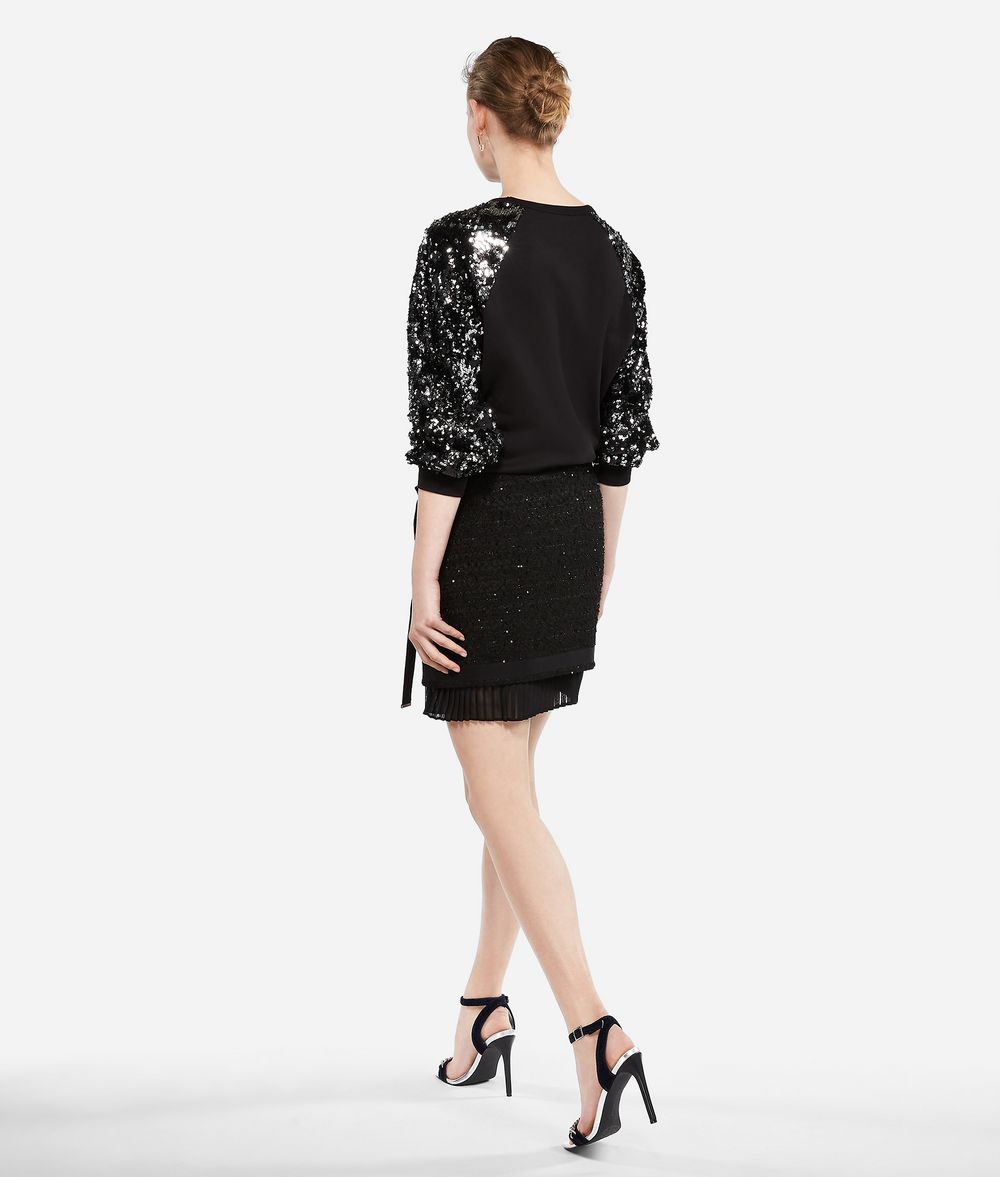 KARL LAGERFELD Bouclé and Pleated Georgette Skirt Skirt Woman d