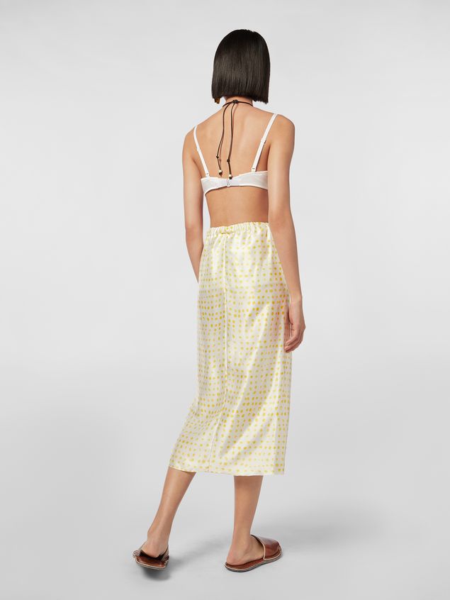 Skirt Marni Yellow tulip skirt in rayon satin with Cerere print Woman