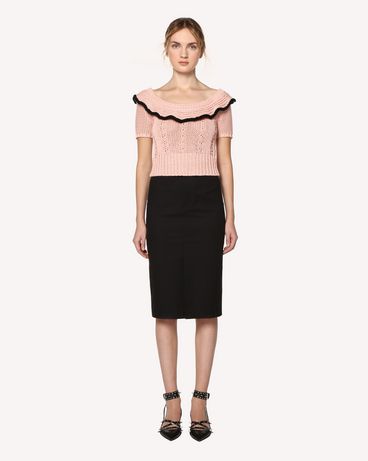REDValentino Stretch micro canvas pencil skirt