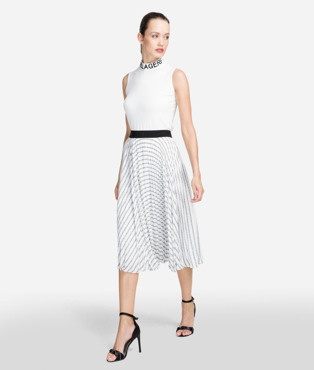 KARL LAGERFELD Pleated Logo Midi Skirt Skirt Woman f