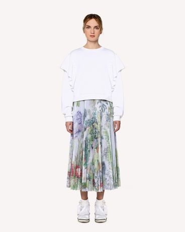 REDValentino Mexican Landscape jersey mesh pleated skirt