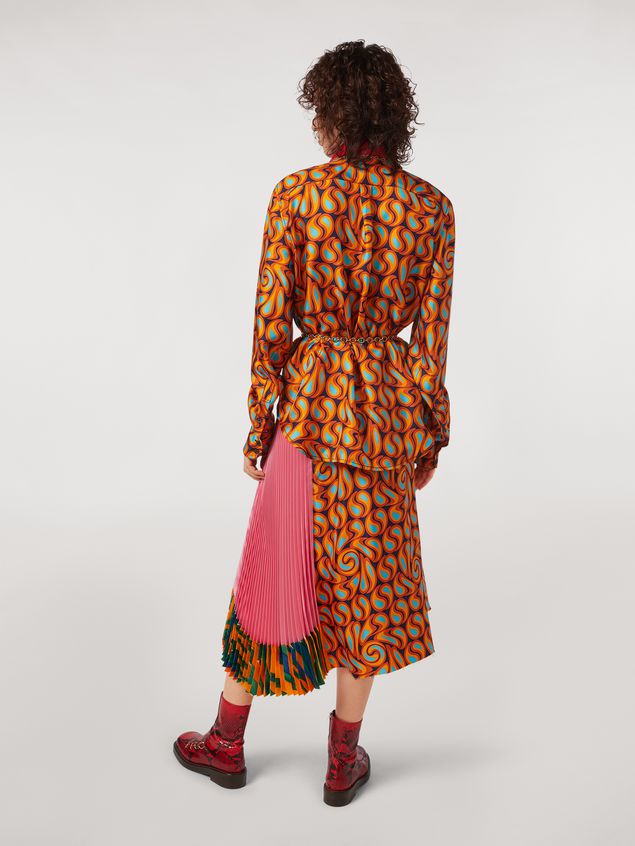 Skirt Marni Viscose satin skirt with Turbulent print insert Woman