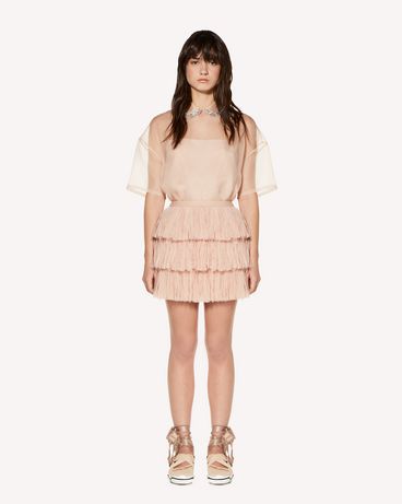 REDValentino Tulle miniskirt with fringed detailing