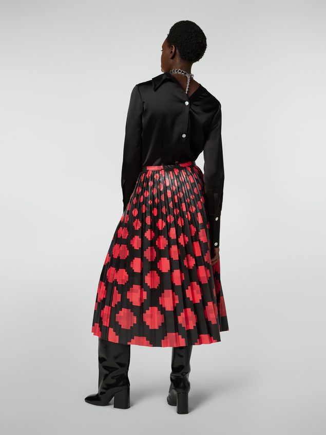 Skirt Marni Pleated skirt in faux leather Otti print Woman