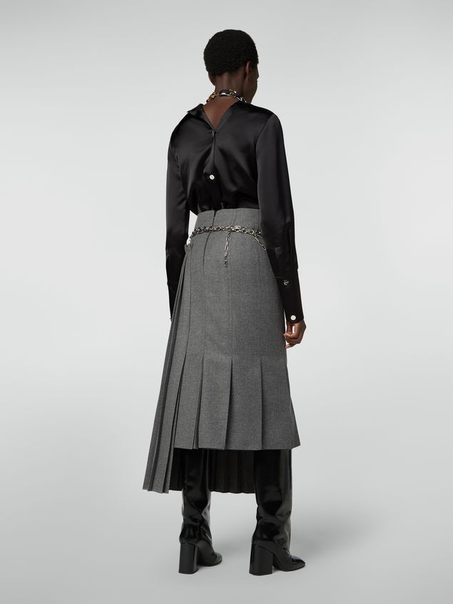 Skirt Marni Pleated skirt in compact wool flannel Woman