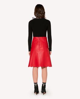 red leather a line skirt