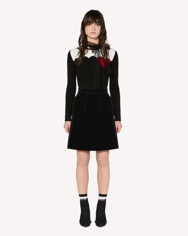 REDValentino Stretch-frisottine skirt with zagana ribbon detail