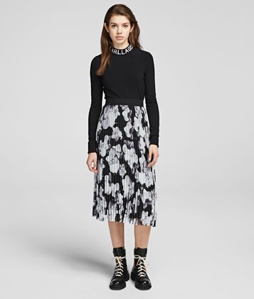 KARL LAGERFELD ORCHID PRINT MAXI SKIRT