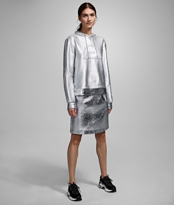 KARL LAGERFELD SILVER-COATED SKIRT