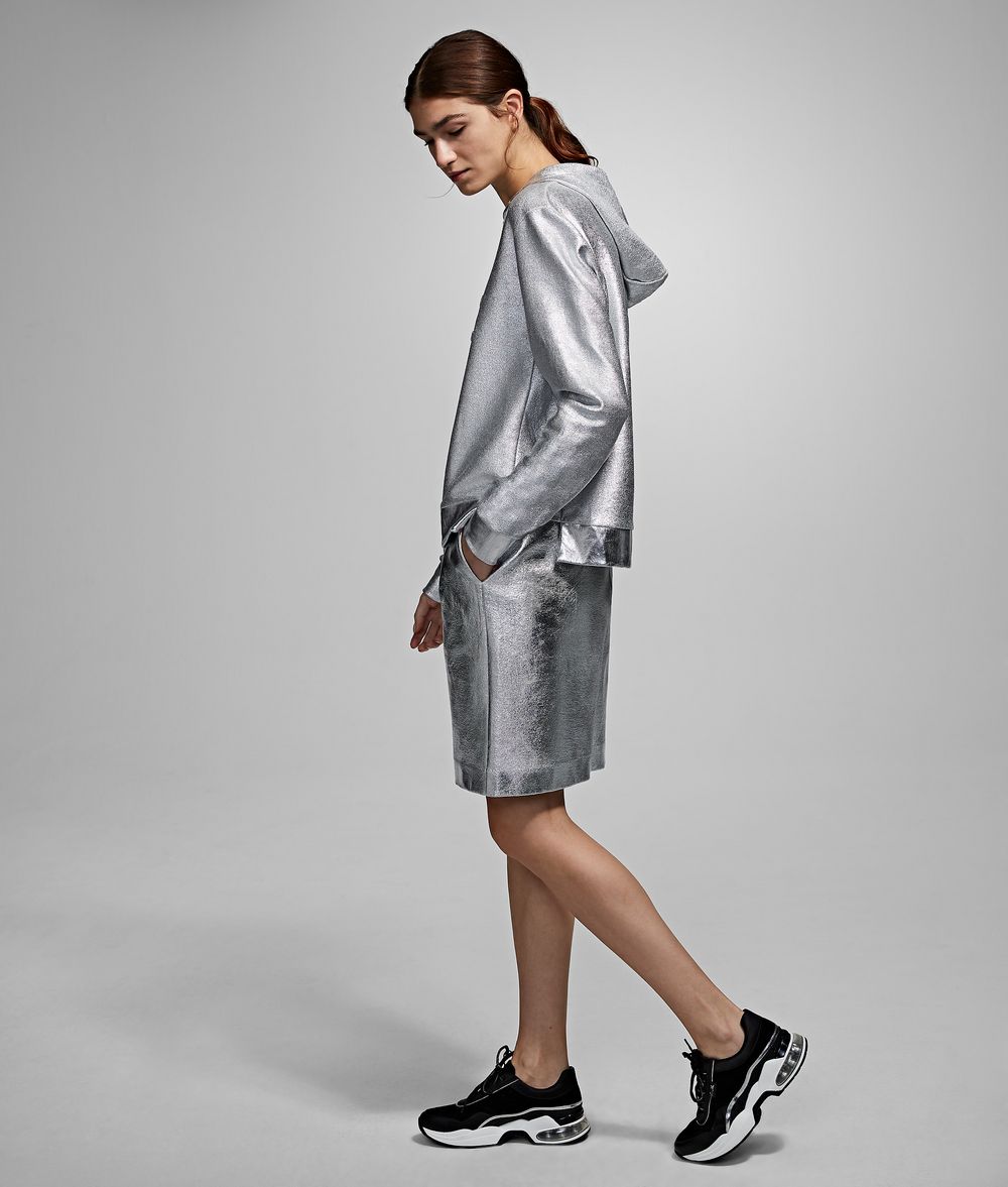 KARL LAGERFELD Silver-Coated Skirt Skirt Woman d