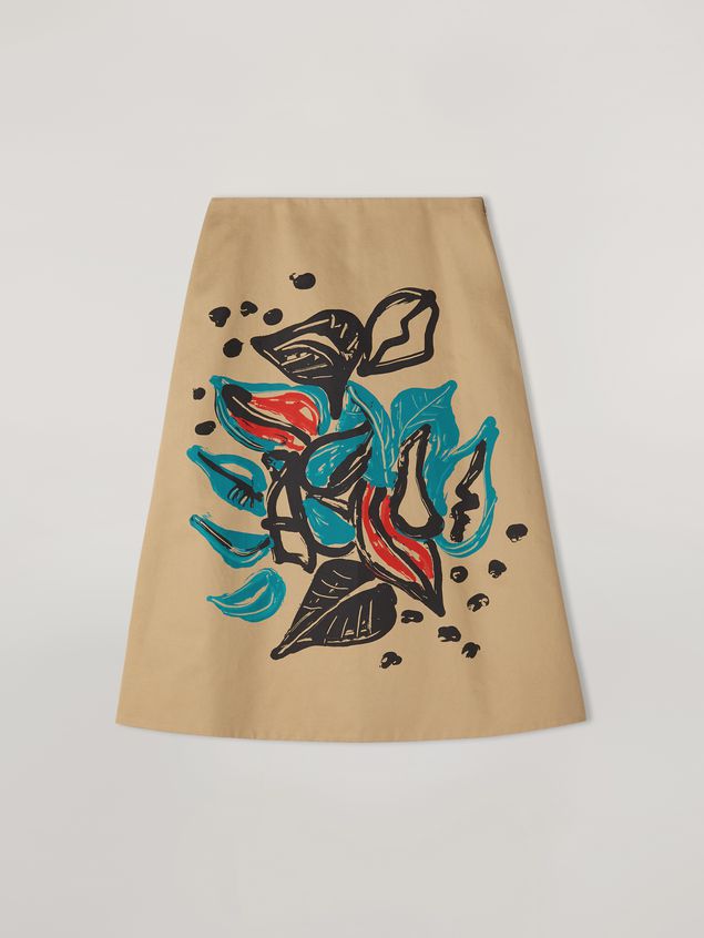 A Lined Skirt In Cotton And Linen Drill Jungle Liz Print Marni