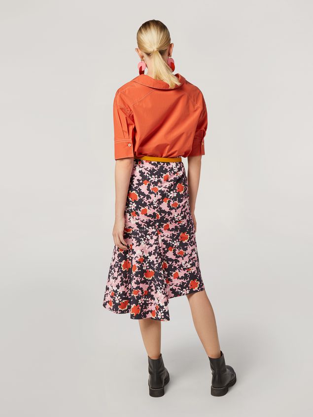 Skirt Marni Skirt in cotton and linen drill Buds print with asymmetric bottom Woman