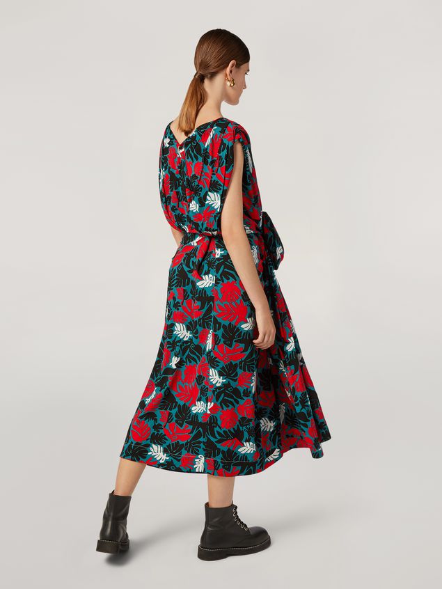 Skirt Marni Draped A-lined skirt in viscose sablé Eyed Leaves print Woman