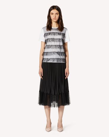 REDValentino Plisseerock aus Crêpe de Chine und Point d'Esprit-Tüll
