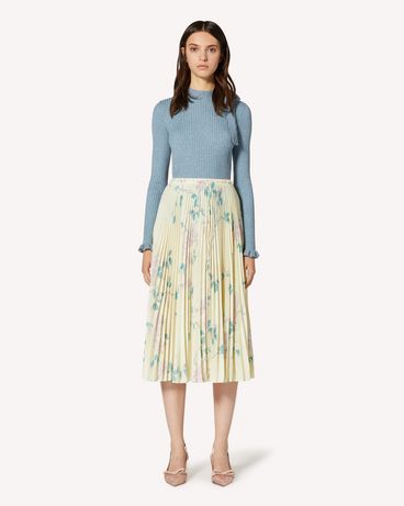 REDValentino Jasmine Vines printed crepe de chine pleated skirt